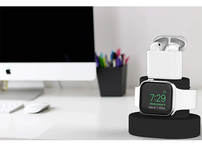 Airpods Подставка для зарядки Fivetech 2 в 1 силиконовый держатель для Apple Watch Series 4/3/2/1 маленький держатель для Airpods