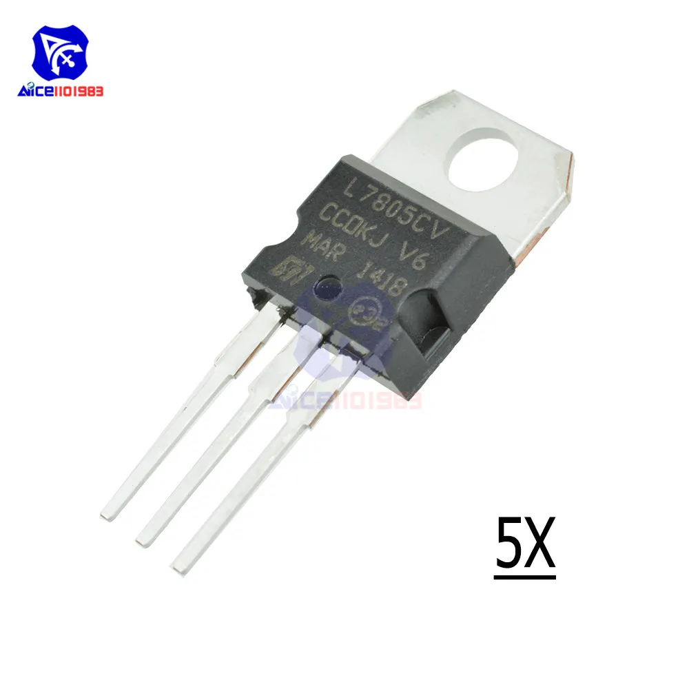 Diymore 5pcs/lot Ic Chips Transistor L7805cv Dip3 To220 Transistors Ic