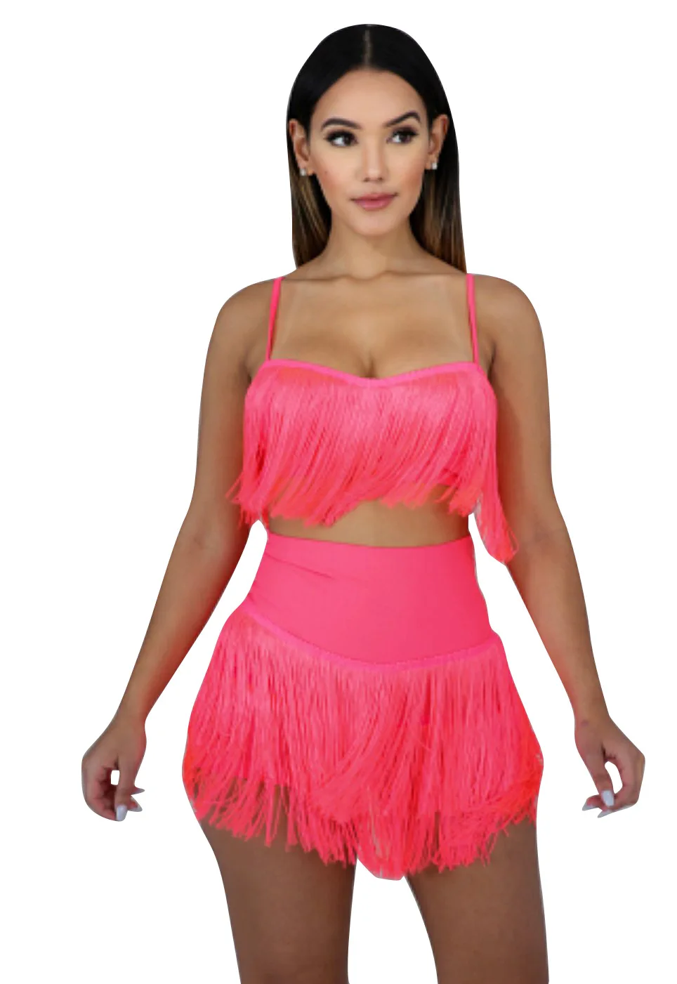 Пикантная одежда для Женский комплект 2 шт. с кисточками укороченный топ на