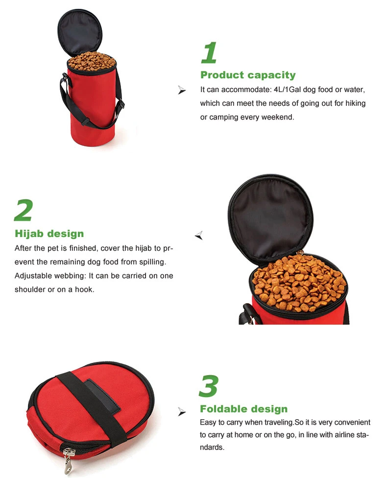 Сумка для корма для домашних животных, дорожная сумка для кормушки собак, миска для собак, утвержденная авиакомпанией, Складная Большая миска для собак