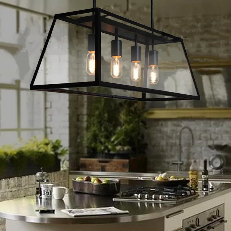 Vintage Black Transparent Glass Pendant Lights Edison Bulb Art Kitchen Hanging Lamps Modern Bar Cafe Deco Hanging Lamp Luminaria