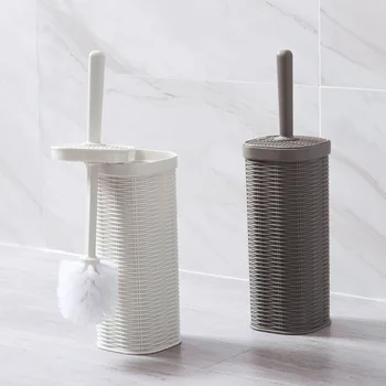 

Imitation Rattan Toilet Brush with Base Holder Toilet Cleaning Brush Holder Set Washing Tool Minimalism Bathroom Accessories