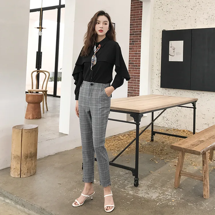 

VIDEO + Photo Shoot 2019 Spring New Style Late Evening Wind Retro Set WOMEN'S Shirt with Pants Two-Piece Set
