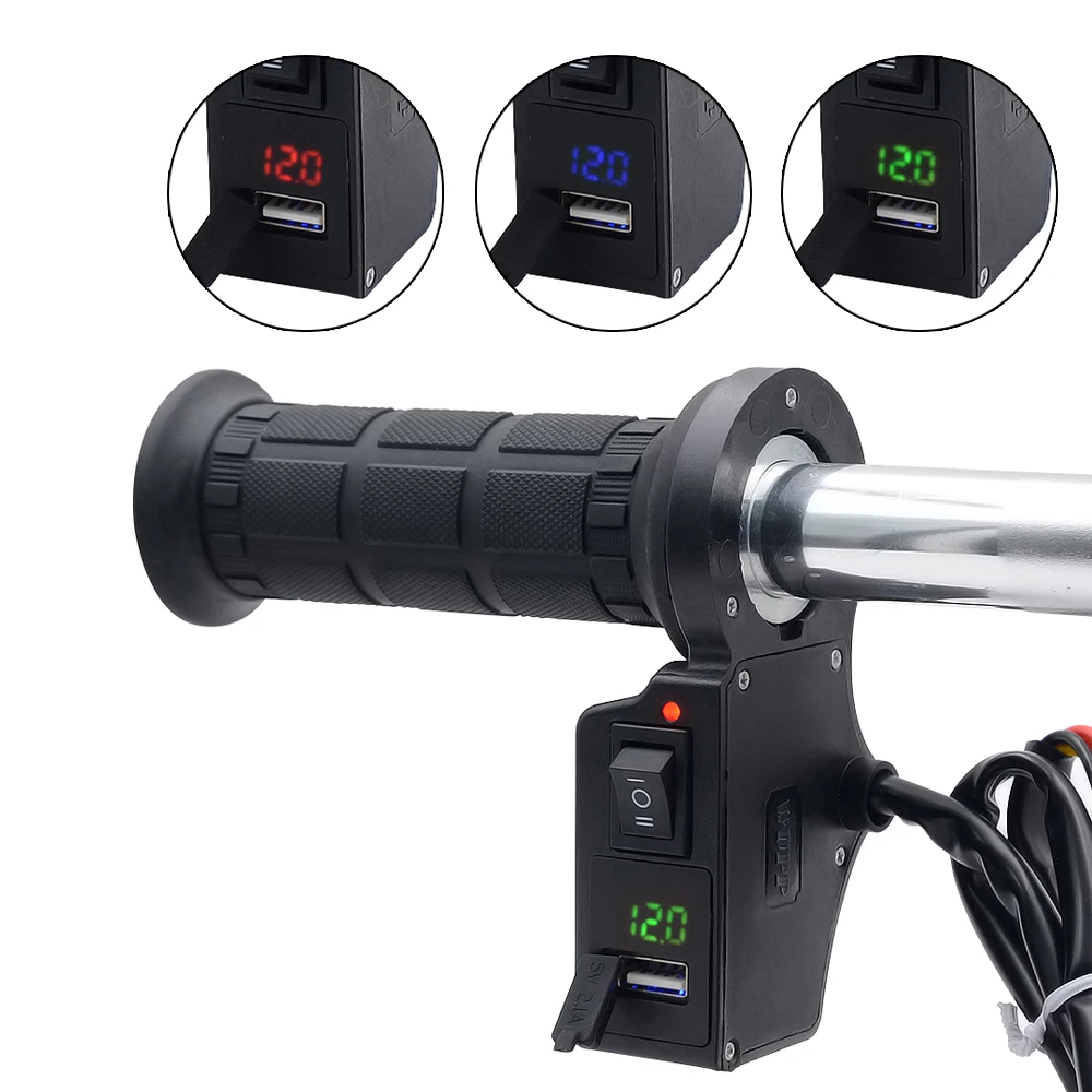

7/8''22mm Bicycle Motorcycle Grips Electric Heating Molding Motorcycle Handle USB Charging Voltmeter For Motocross ATV Bike Moto