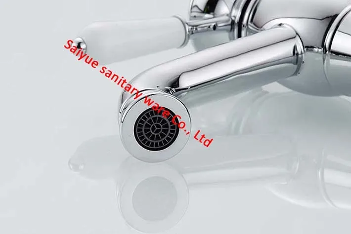 New High Quality Deck Mounted White Single Handle Bathroom Sink Faucet Copper Basin Mixer, Chrome Finish Hot and cold Water tap