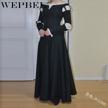 

WEPBEL Medieval Dress Renaissance Gothic Retro Long Gown Patchwork Floor Length Cosplay Slash Neck Long Sleeve Vintage Dress