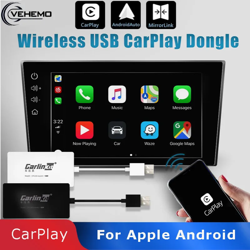 

Vehemo Carlinkit CarPlay Dongle USB For Bluetooth Apple IOS Android Auto Smart Link Wireless MINI USB Android Navigation Player