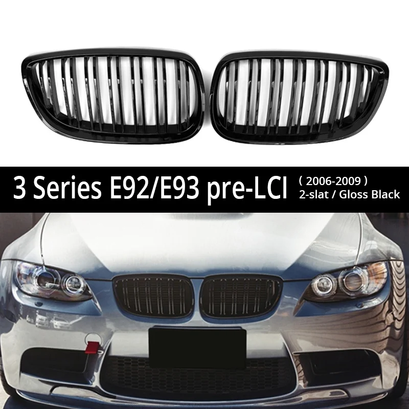 Передняя почечная решетка для bmw E90 E92 E93 pre-LCI& LCI 2005-2013 F30 F35 G20 F80 M3 Для 3 серии GT F34 2012+ ABS двойная планка решетка - Цвет: E92 2006-2009