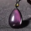 Wholesale Rainbow eye  Natural Obsidian Water Drop Pendants Rope Necklaces Lucky for Men Women Safety Amulet Stone Jewelry 2