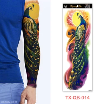 

48*17cm Full Flower Peacock King Sun Arm Tattoo Sticker Temporary Body Paint Water Transfer Fake Tatoo Sleeve Leg Body Sticker