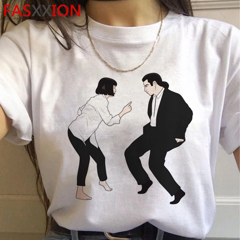 Pulp fiction Harajuku гранж Футболка женская Миа Уоллес Эстетическая Ullzang футболка 90s Забавный мультфильм футболка Модный Топ Футболка женская - Цвет: H4474