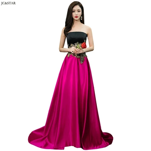 rose Red Халат de soiree longue новая атласная аппликация сшивание Черный Красный платья подружек невесты длинные с открытыми плечами Линия vestido madrinha дешевые - Цвет: rose Red