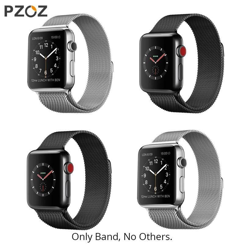 PZOZ браслет Нержавеющая сталь ремешок для наручных часов Apple Watch серии 1/2/3, 42 мм, 38 мм, версия 4 40 мм 44 браслет, ремешок для наручных часов iwatch, ремешок аксессуары