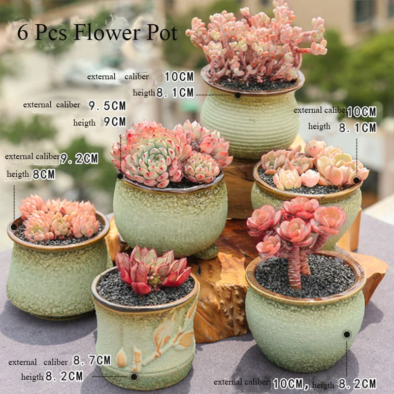 

Зеленый цветочный горшок с глазурью суккулентный горшок для кактуса, керамический садовый горшок, садовый домашний декор, подоконник