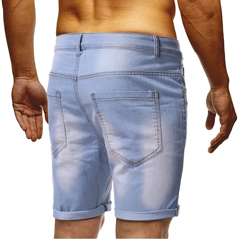 גברים של אופנה חדשה מקרית ripped אור צבע סדרת כחול ניגודיות slim מכנסי קיץ מכנסיים XL