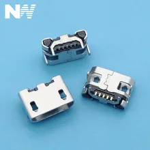 50 шт. Micro USB 5pin бык рога usb гнездовой разъем плоский рот четыре гнездо с контактными ножками мини USB разъем