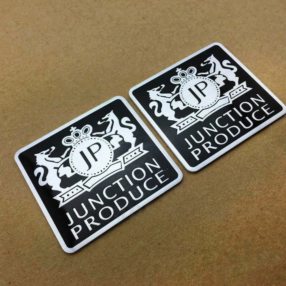 

2pcs JP JUNCTION PRODUCE Auto Car Emblems Decals Stickers Badges Aluminum