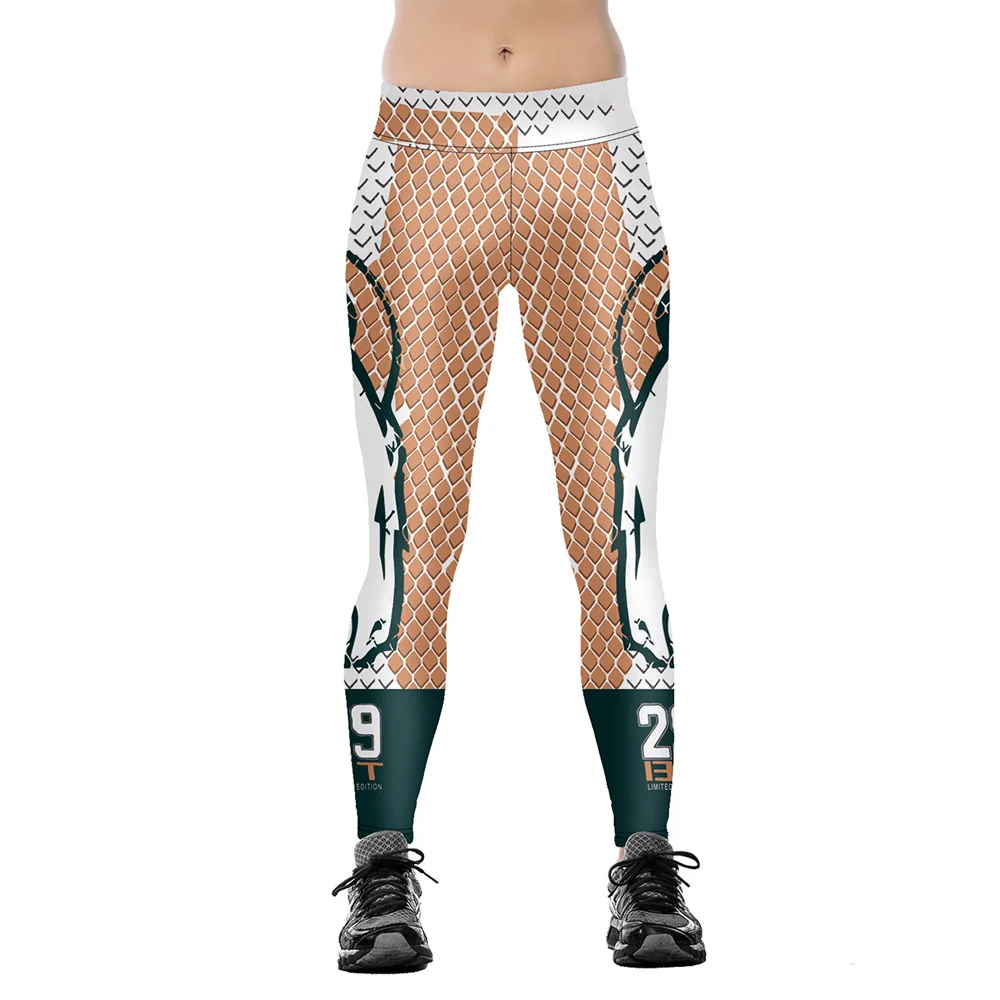 

Europe And America New Products Digital Printing Sports Yoga Pants Women's High Waist Pants Slim Fit Slimming Beige