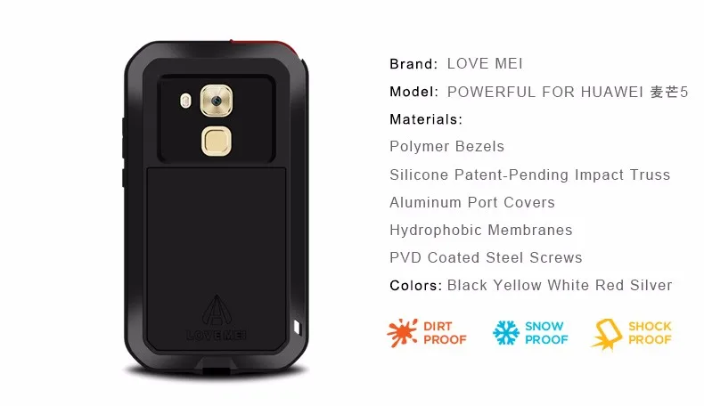 Love Mei For Huawei Nova Plus Case Metal Aluminum Dirt Waterproof Powerful Case Cover For Huawei Nova Plus+ Tempered Glass