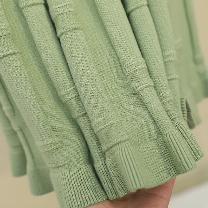 GIGOGOU Bamboo Patern трикотажные женские юбки высокая уличная Осенняя Зимняя Толстая теплая трапециевидная юбка средней длины юбка-пачка плиссированная юбка русалки