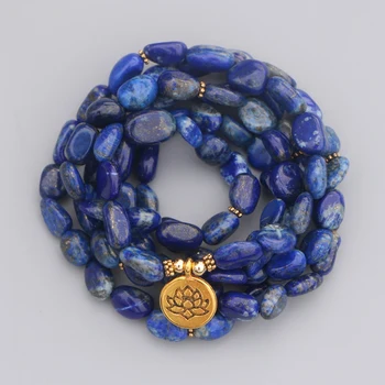 

EDOTHALIA Unshape & Irregular Lapis Lazuli Stone 99 Beads Bracelet Women Men Couple Bracelets Meditation Jewelry