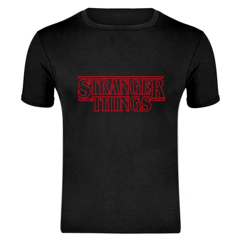 STRANGER THINGS Mens T-Shirts Summer cotton Short Sleeve T Shirts New casual Tee Shirts Male T shirt S-XXXL - Цвет: black