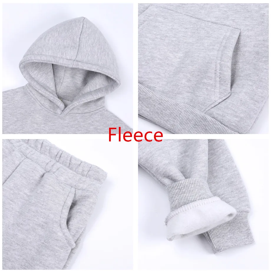 Teen Boys Clothing Winter Kids girls Sets Solid Color Plus fleece Warm Casual Children's Sweatershirt Sport girls Clothing