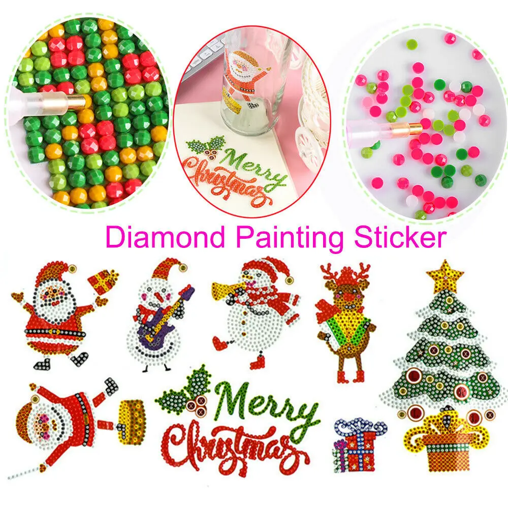 

Round Diamond Painting Christmas Full Drill DIY Special Shaped 5D Diamond Painting Sticker Decoration for Kids and Adults
