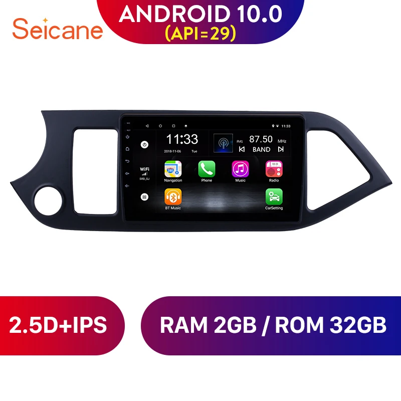 Seicane Android 10 0 4 ядерный Автомобильный GPS навигатор стерео для 2011 2014 KIA PICANTO Morning