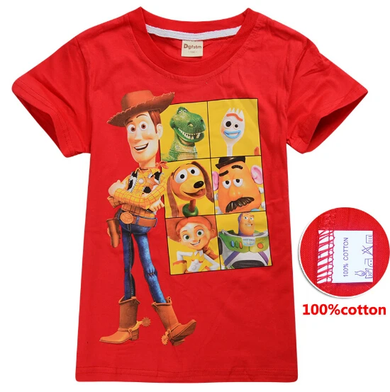 Летняя хлопковая футболка для маленьких мальчиков с 3d принтом «История игрушек», 4 фильма милые футболки с рисунками из мультфильмов для маленьких девочек футболки - Цвет: color at picture