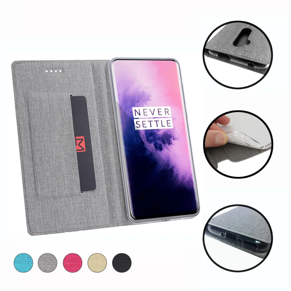 Vintage Cloth Flip Cover OnePlus 7T Pro Popular Card Pocket Stand Holder Magnet Wallet Cover for One Plus 7T Pro McLaren Case