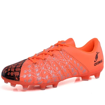 

Men Football Soccer Boots Athletic Soccer Shoes 2019 New Leather Big Size High Top Soccer Cleats Training Football Sneaker Man