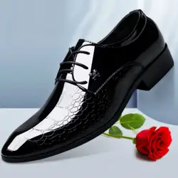 Новинка итальянские туфли-оксфорды для мужчин; роскошные мужские туфли из лакированной кожи свадебные туфли мужские нарядные туфли с