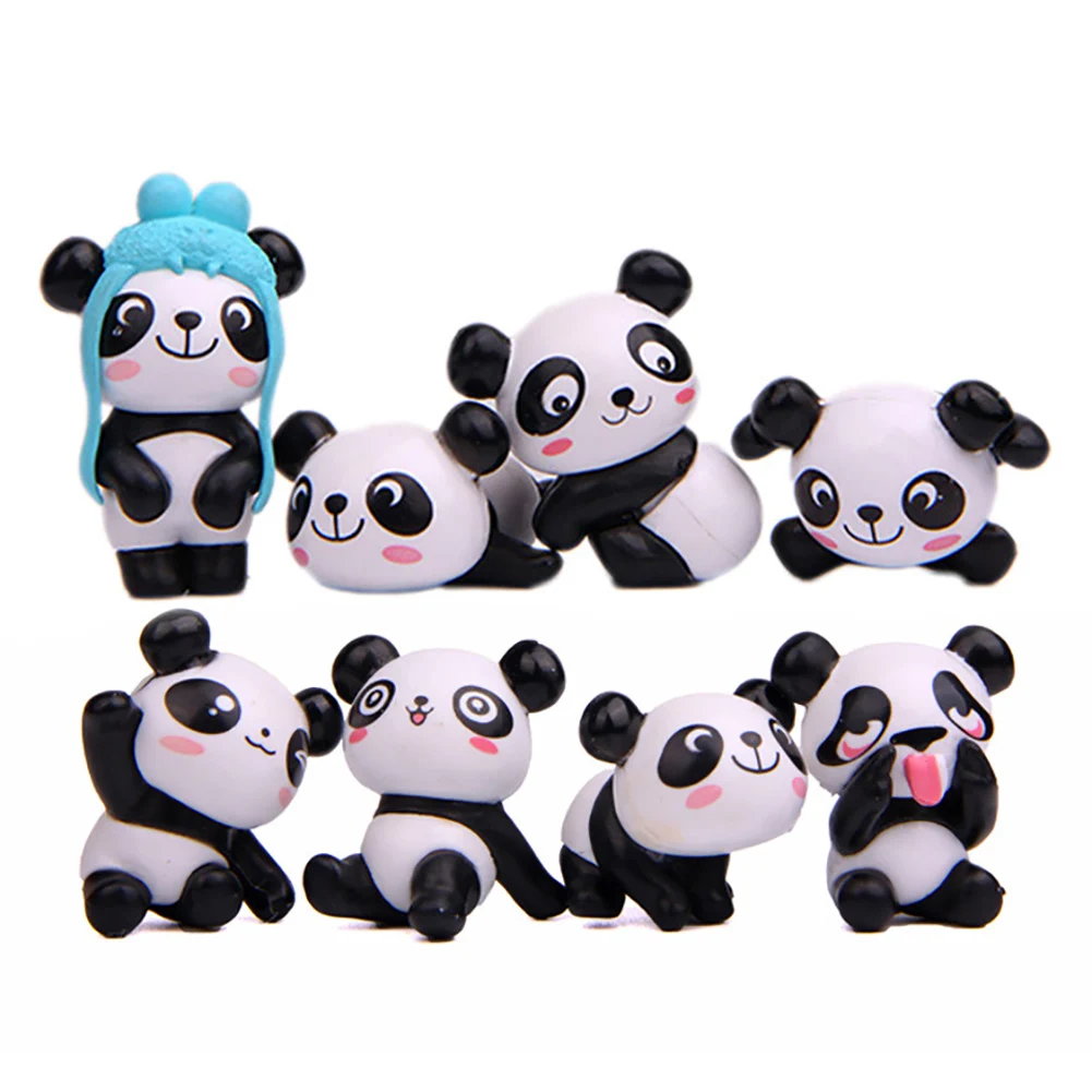 8Pcs/Set Cute Cartoon Panda Toy Figurines Landscape Fairy Garden Miniature Decor Chinese style Kawaiii Pandas Animals models deadpool toys