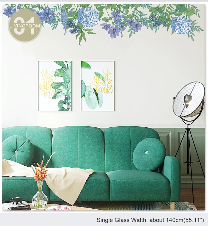 DICOR DIY цветы отражение украшения дома художественные настенные наклейки для гостиной красочные красивые съемные Adesivo де parede