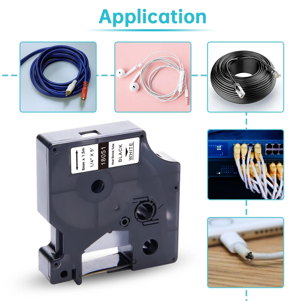 UniPlus 10PK 18055 Heat Shrink Tube Label Tape 12mm*1.5m Compatible Dymo Label Maker Rhino 5200 4200 5000 6000 1000 3000 Cable - AliExpress Computer & ...