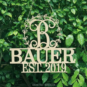 

Custom Wedding Monogram wall hanging Sign, acrylic Wedding Gift, custom family sign with Last Name