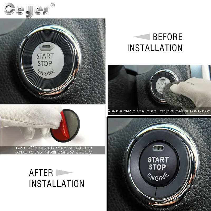 Car Stickers for Nissan Qashqai Juke X-Trail T32 Tiida Rogue Auto Start Stop Engine Button Ring Covers With Hole Car Styling car engine start button cover car engine start button sticker car engine start button car styling stickers car button repair stickers car rear window sticker