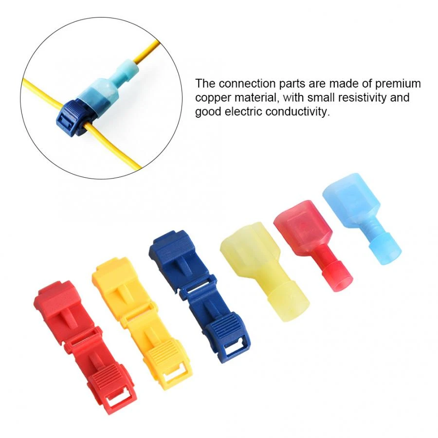 Terminal de Cable de bloqueo de a presión, Conector de tipo T, conectores de Cable eléctrico de empalme rápido, 120 Uds.|Terminales| - AliExpress
