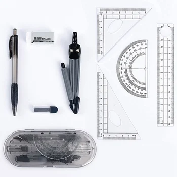 

8Pcs/set Compasses Painting Examination Set Geometry Protractor Math Drawing Ruler School Compasses Set Student Stationery