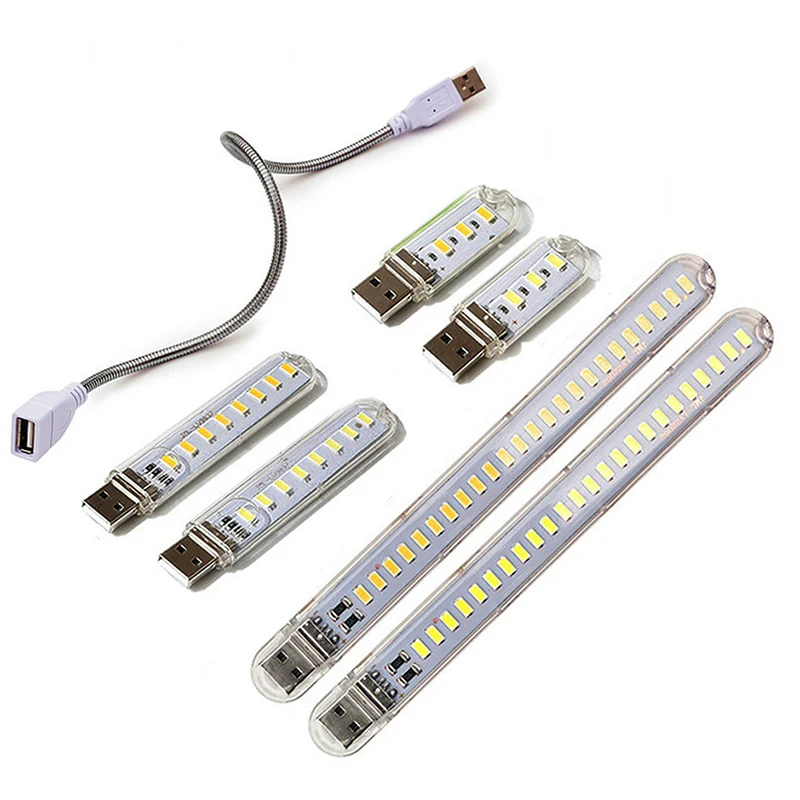 Portable LED Book Lights 3Leds 8Leds 24Leds Ultra Bright Reading Lamps Mini USB Night Light DC5V Power Bank Powered Camping Bulb | Лампы и