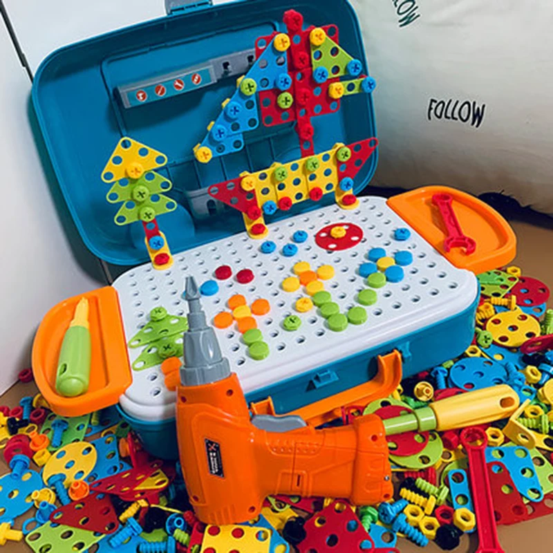 

Kids Drill Toy Creative Educational Electric Simulation Tool Screws Puzzle Assembled Design Building Block Boy Pretend Play Gift