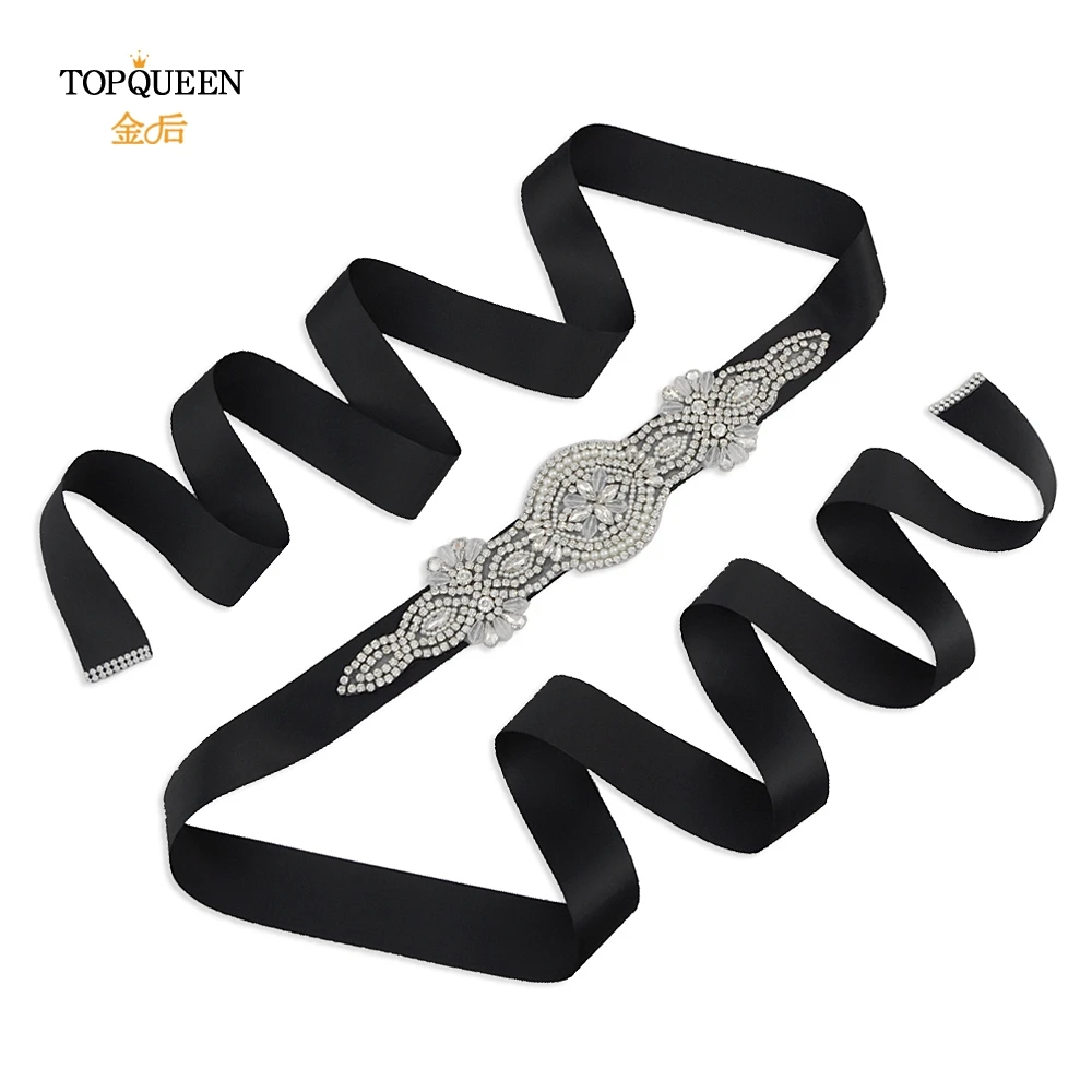 

TOPQUEEN S231 Formal Belts for Women Dresses Wedding Guest Dress Wedding Rhinestone Crystal Belt Satin Bridal Belts Sashes Cloth