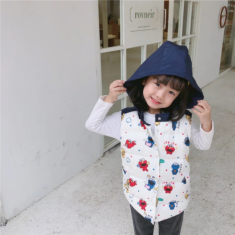 Tonytaobaby/Новинка; зимний жилет с рисунком для мальчиков и девочек; пуховое пальто; школьный рюкзак; детский жилет