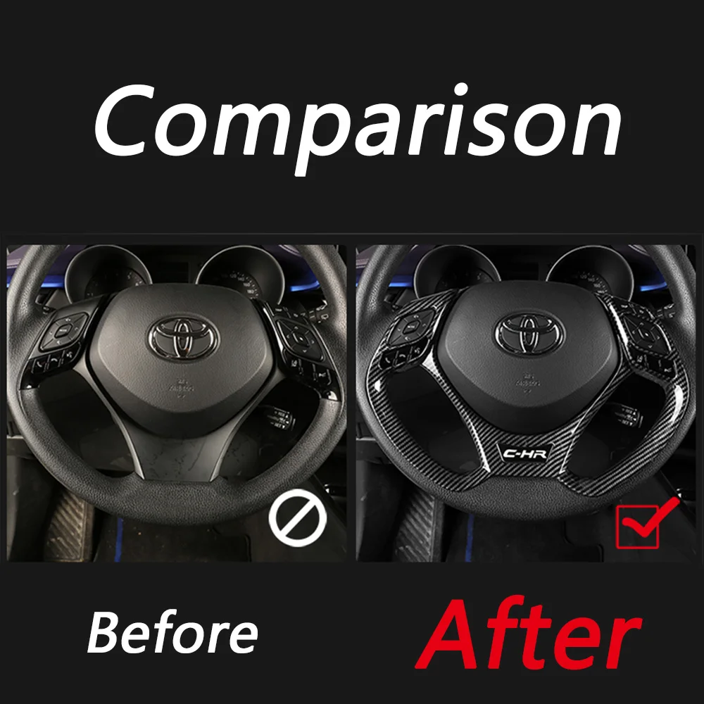 Для Toyota C-HR CHR Автомобильный руль графит для колес волоконная текстура рамка украшение крышка отделка автомобиля Стайлинг наклейки