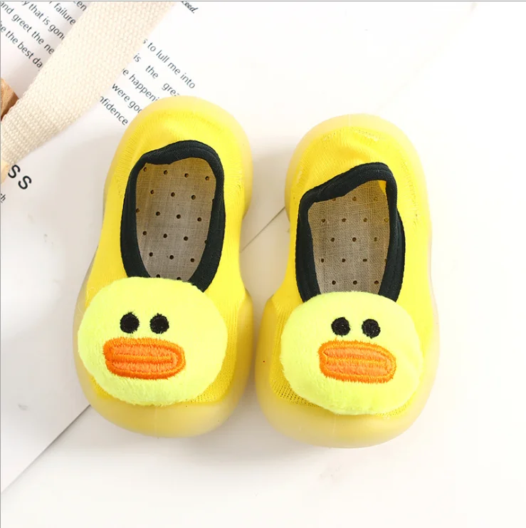 1205 Yellow Duck Новинка; мягкая детская обувь; модные детские ботиночки для маленьких девочек; вязаные детские ботиночки; обувь для новорожденных девочек с цветочным рисунком; нескользящая резиновая подошва - Цвет: 1205 Yellow Duck
