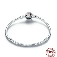 Подлинный 925 пробы серебряный браслет, поэтический браслет с цветком, застежка-змейка, цепочка, браслет, подходит для женщин, бусина, шарм, сделай сам, модное ювелирное изделие