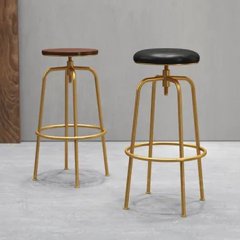 

Nordic Wrought Iron Bar Chair Golden Bar Chairs Tea Coffee Bar Stool Front Desk Chair Leisure Lift Chair