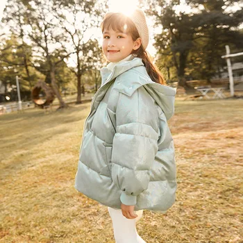 

Kids Jacket for Girls Winter Down Jacket Thicken Hoodie Overalls Children Clothing Sequins Princess Cotton Coat for Girls Tops