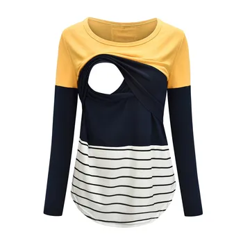 

Breastfeeding top 2019 Women Long Sleeve Striped Nursing Tops T-shirt